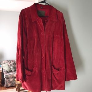 Suede leather jacket; red; 1X